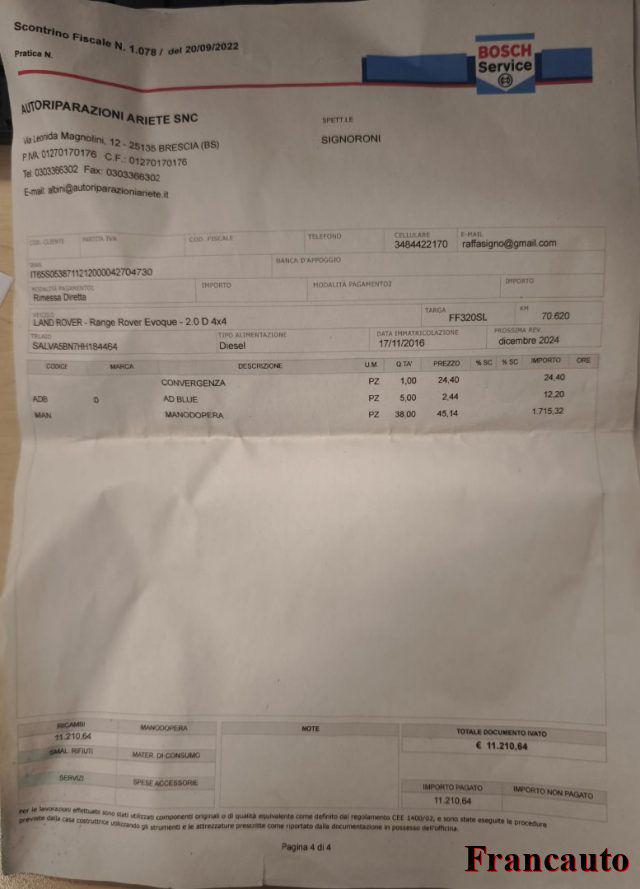 LAND ROVER Range Rover Evoque usata, con Cruise Control